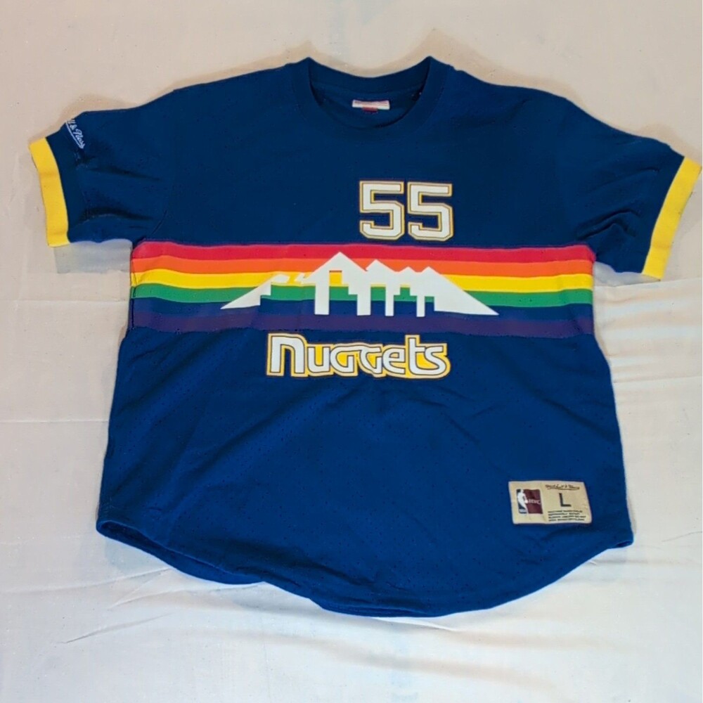 Mitchell & Ness Dikembe Mutombo #55 Denver Nuggets NBA Blue Basketball Jersey L